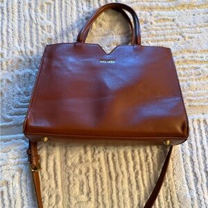 Pixie Mood Brown Leather Top-Handle Tote